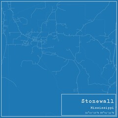 Blueprint US city map of Stonewall, Mississippi.