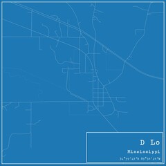 Fototapeta premium Blueprint US city map of D Lo, Mississippi.