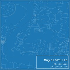 Blueprint US city map of Mayersville, Mississippi.