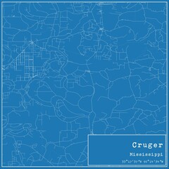 Blueprint US city map of Cruger, Mississippi.