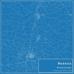 Blueprint US city map of Wesson, Mississippi.