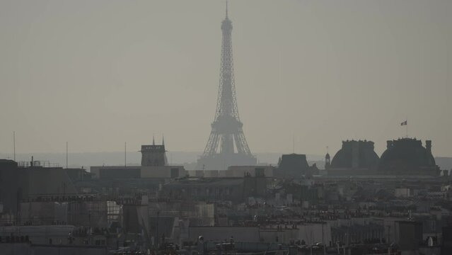 Paris, France - The Tour Eiffel Tower La dame de fer seen from Centre Pompidou