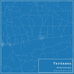 Blueprint US city map of Vardaman, Mississippi.