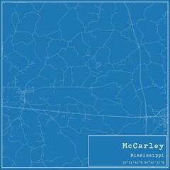 Blueprint US city map of McCarley, Mississippi.