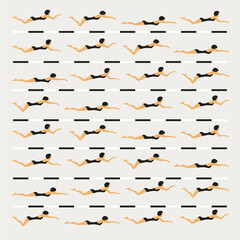 SWIMMERS PATTERN BACKGROUND DESIGN. Modern stylish texture. Repeating and editable vector illustration file. Can be used for prints, textiles, website blogs etc.