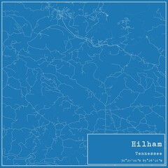 Blueprint US city map of Hilham, Tennessee.