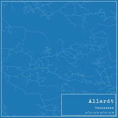Blueprint US city map of Allardt, Tennessee.