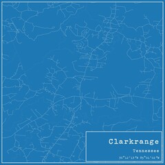 Blueprint US city map of Clarkrange, Tennessee.