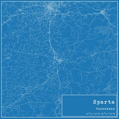 Blueprint US city map of Sparta, Tennessee.