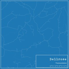 Blueprint US city map of Dellrose, Tennessee.