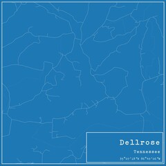 Blueprint US city map of Dellrose, Tennessee.