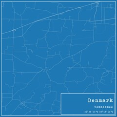 Blueprint US city map of Denmark, Tennessee.