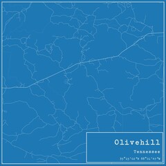 Blueprint US city map of Olivehill, Tennessee.