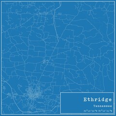Blueprint US city map of Ethridge, Tennessee.