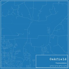 Blueprint US city map of Oakfield, Tennessee.