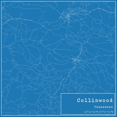 Blueprint US city map of Collinwood, Tennessee.