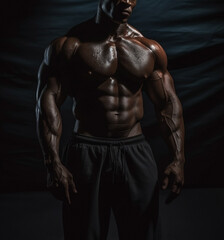 Fototapeta na wymiar Portrait of a black male bodybuilder