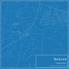 Blueprint US city map of Medina, Tennessee.