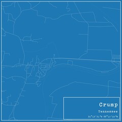 Fototapeta premium Blueprint US city map of Crump, Tennessee.
