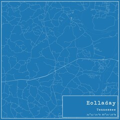 Blueprint US city map of Holladay, Tennessee.