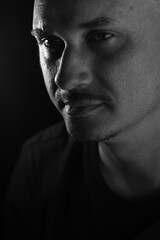 Middle-aged man, black and white portrait