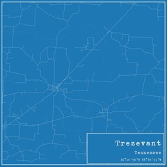 Blueprint US city map of Trezevant, Tennessee.