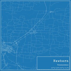 Blueprint US city map of Newbern, Tennessee.