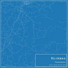 Blueprint US city map of Rickman, Tennessee.