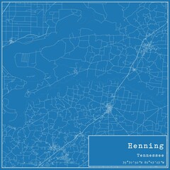 Fototapeta premium Blueprint US city map of Henning, Tennessee.