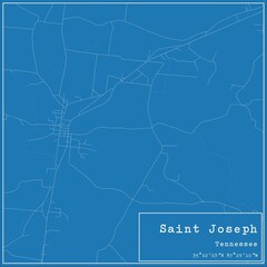 Blueprint US city map of Saint Joseph, Tennessee.