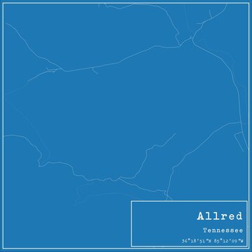 Blueprint US city map of Allred, Tennessee.