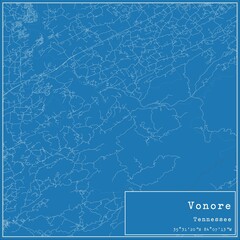 Blueprint US city map of Vonore, Tennessee.