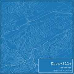 Blueprint US city map of Knoxville, Tennessee. - obrazy, fototapety, plakaty