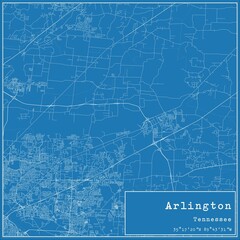Blueprint US city map of Arlington, Tennessee.