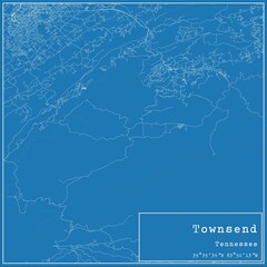 Blueprint US city map of Townsend, Tennessee.