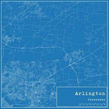 Blueprint US City Map Of Arlington, Tennessee.