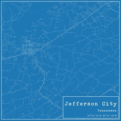 Blueprint US city map of Jefferson City, Tennessee.