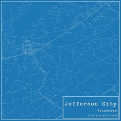 Blueprint US city map of Jefferson City, Tennessee.
