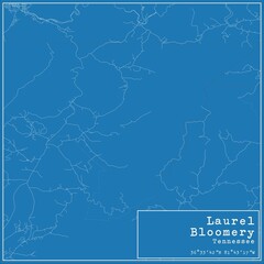Blueprint US city map of Laurel Bloomery, Tennessee.