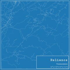 Blueprint US city map of Reliance, Tennessee.