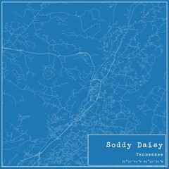 Blueprint US city map of Soddy Daisy, Tennessee.