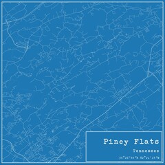 Blueprint US city map of Piney Flats, Tennessee.
