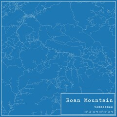 Blueprint US city map of Roan Mountain, Tennessee.