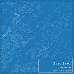 Blueprint US city map of Harrison, Tennessee.