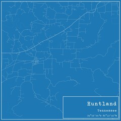 Blueprint US city map of Huntland, Tennessee.