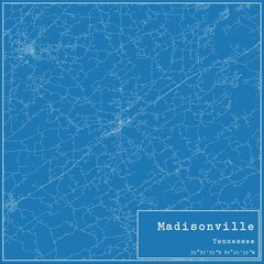 Blueprint US city map of Madisonville, Tennessee.