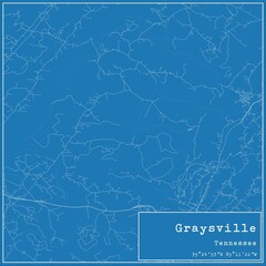 Blueprint US city map of Graysville, Tennessee.