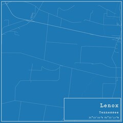 Blueprint US city map of Lenox, Tennessee.