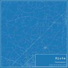 Blueprint US city map of Niota, Tennessee.