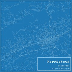 Blueprint US city map of Morristown, Tennessee.